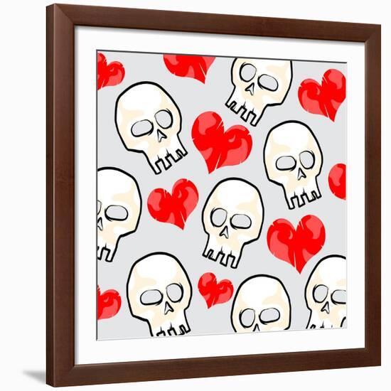 Heart And Skull Pattern-null-Framed Giclee Print