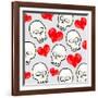 Heart And Skull Pattern-null-Framed Giclee Print