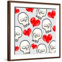 Heart And Skull Pattern-null-Framed Giclee Print