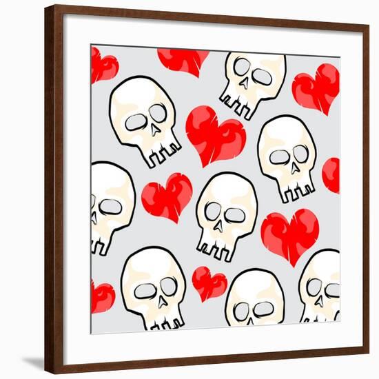 Heart And Skull Pattern-null-Framed Giclee Print