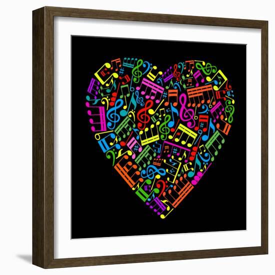 Heart Collected from Musical Notes-VLADGRIN-Framed Art Print