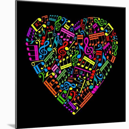 Heart Collected from Musical Notes-VLADGRIN-Mounted Art Print