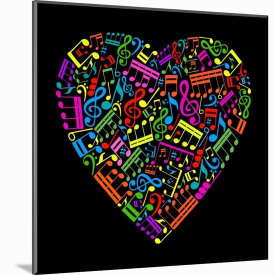 Heart Collected from Musical Notes-VLADGRIN-Mounted Art Print