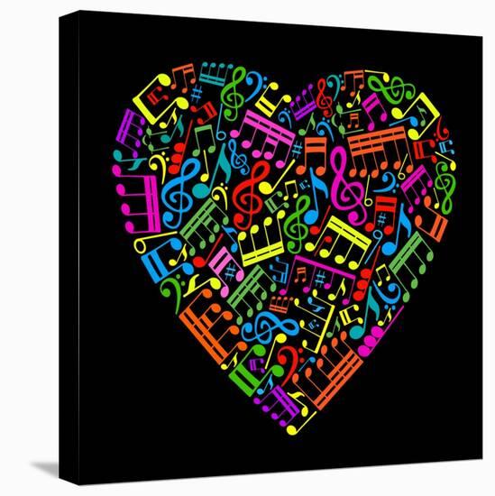 Heart Collected from Musical Notes-VLADGRIN-Stretched Canvas