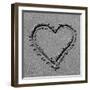 Heart drawn in sand BW-Tom Quartermaine-Framed Giclee Print