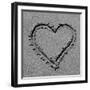 Heart drawn in sand BW-Tom Quartermaine-Framed Giclee Print