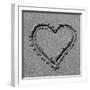 Heart drawn in sand BW-Tom Quartermaine-Framed Giclee Print