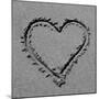 Heart drawn in sand BW-Tom Quartermaine-Mounted Giclee Print