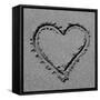 Heart drawn in sand BW-Tom Quartermaine-Framed Stretched Canvas