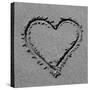 Heart drawn in sand BW-Tom Quartermaine-Stretched Canvas