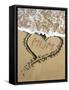 Heart Drawn in the Sand of a Beach with Mum Inside-null-Framed Stretched Canvas