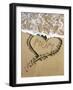 Heart Drawn in the Sand of a Beach with Mum Inside-null-Framed Photographic Print