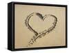 Heart Drawn in the Sand of a Beach-null-Framed Stretched Canvas