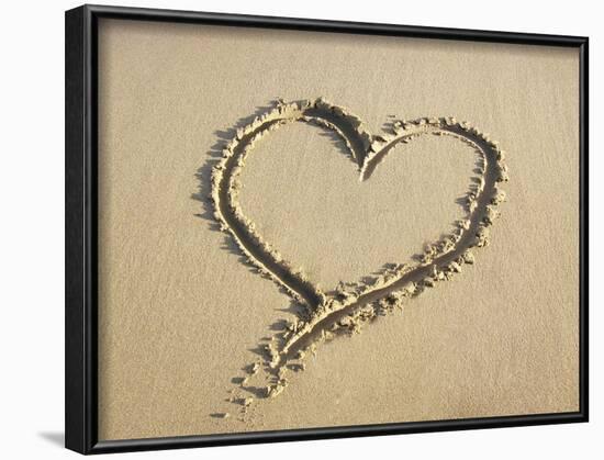 Heart Drawn in the Sand of a Beach-null-Framed Photographic Print