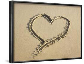 Heart Drawn in the Sand of a Beach-null-Framed Photographic Print