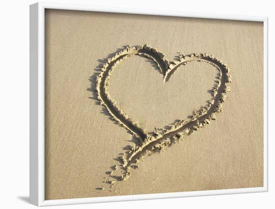 Heart Drawn in the Sand of a Beach-null-Framed Photographic Print