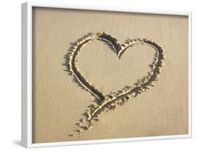 Heart Drawn in the Sand of a Beach-null-Framed Photographic Print