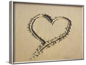 Heart Drawn in the Sand of a Beach-null-Framed Photographic Print