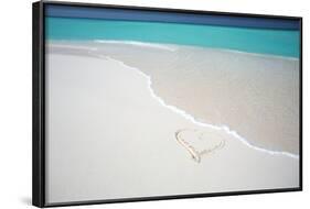 Heart Drawn on an Empty Tropical Beach, Maldives, Indian Ocean, Asia-Sakis-Framed Photographic Print