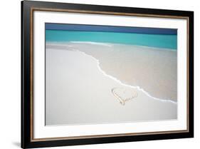 Heart Drawn on an Empty Tropical Beach, Maldives, Indian Ocean, Asia-Sakis-Framed Photographic Print