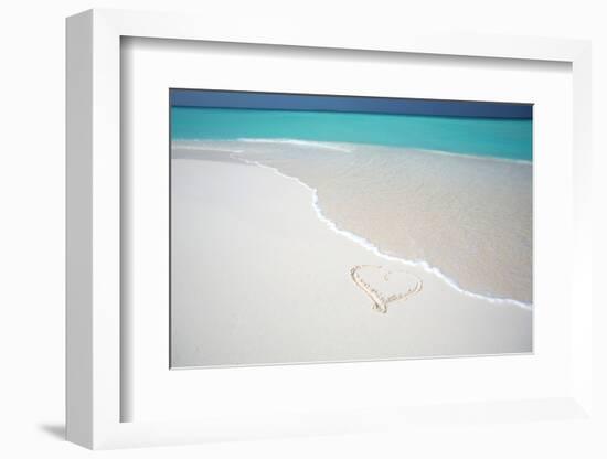 Heart Drawn on an Empty Tropical Beach, Maldives, Indian Ocean, Asia-Sakis-Framed Photographic Print