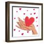 Heart in Hands - Cute Cartoon Illustration-smilewithjul-Framed Art Print