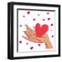 Heart in Hands - Cute Cartoon Illustration-smilewithjul-Framed Art Print