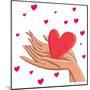 Heart in Hands - Cute Cartoon Illustration-smilewithjul-Mounted Art Print