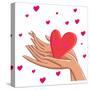 Heart in Hands - Cute Cartoon Illustration-smilewithjul-Stretched Canvas