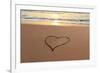 Heart in the Sand on the Beach at Sunset.-Hannamariah-Framed Photographic Print