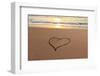 Heart in the Sand on the Beach at Sunset.-Hannamariah-Framed Photographic Print