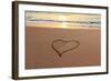 Heart in the Sand on the Beach at Sunset.-Hannamariah-Framed Photographic Print