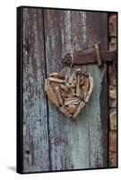 Heart Made of Driftwood, Wood, Door-Andrea Haase-Framed Stretched Canvas