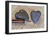 Heart Made of Stones with Old Postcard-Uwe Merkel-Framed Photographic Print