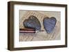 Heart Made of Stones with Old Postcard-Uwe Merkel-Framed Photographic Print