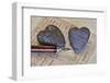 Heart Made of Stones with Old Postcard-Uwe Merkel-Framed Photographic Print