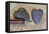 Heart Made of Stones with Old Postcard-Uwe Merkel-Framed Stretched Canvas