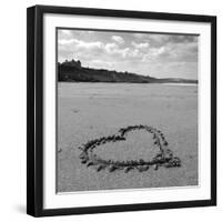 Heart on Beach BW-Tom Quartermaine-Framed Giclee Print