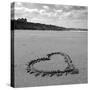 Heart on Beach BW-Tom Quartermaine-Stretched Canvas