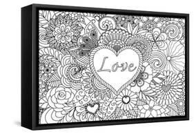 Heart on Flowers for Coloring Books for Adult or Valentines Card-null-Framed Stretched Canvas