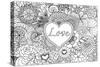 Heart on Flowers for Coloring Books for Adult or Valentines Card-null-Stretched Canvas