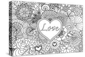 Heart on Flowers for Coloring Books for Adult or Valentines Card-null-Stretched Canvas