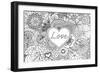 Heart on Flowers for Coloring Books for Adult or Valentines Card-null-Framed Art Print