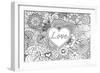 Heart on Flowers for Coloring Books for Adult or Valentines Card-null-Framed Art Print