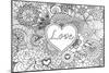 Heart on Flowers for Coloring Books for Adult or Valentines Card-null-Mounted Art Print