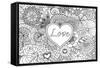 Heart on Flowers for Coloring Books for Adult or Valentines Card-null-Framed Stretched Canvas