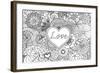 Heart on Flowers for Coloring Books for Adult or Valentines Card-null-Framed Art Print