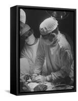 Heart Operation Performed by Surgeons at Hospital-Ed Clark-Framed Stretched Canvas