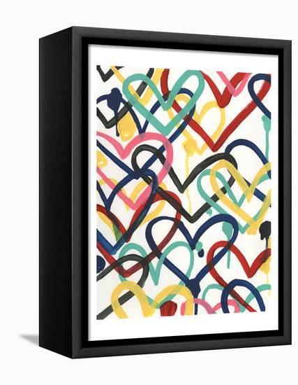 Heart Scribbles II-June Vess-Framed Stretched Canvas