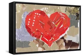 Heart Shape Collage Background, Made Of Magazines And Paper Clippings. Made Myself-donatas1205-Framed Stretched Canvas